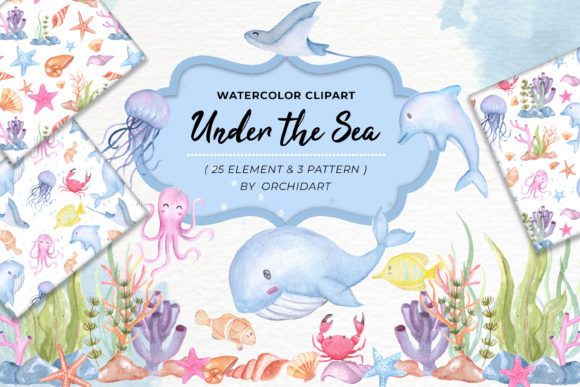 Adorable Ocean Art: A Versatile Watercolor Set