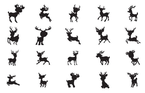 Animal Deer Silhouettes Vector Bundle: Cute & Versatile Design Assets