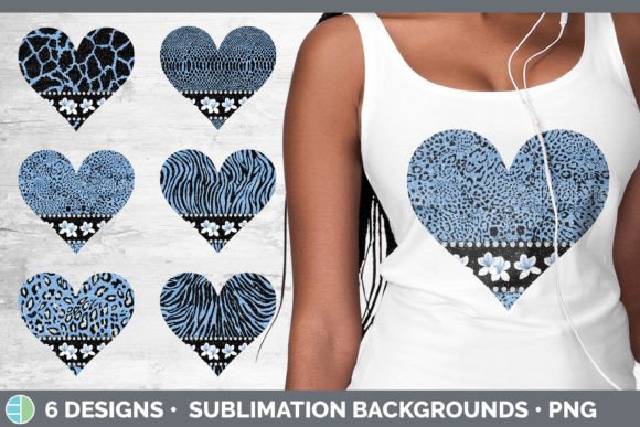 Blue Animal Print Hearts Clipart | Flowe: A Designer's Go-To Bundle