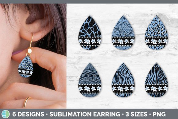 Blue Animal Print Teardrop Earring | Flo: Bold Design Asset