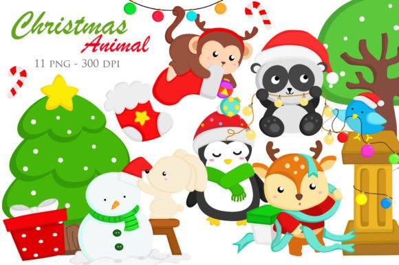 Charming Holiday Graphics: A Look at Cute Christmas Animal Illustration Vector