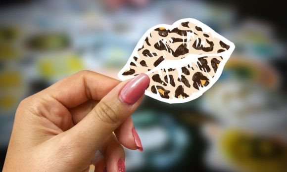 Cheetah Animal Print Lips Sticker Design: A Bold Creative Asset