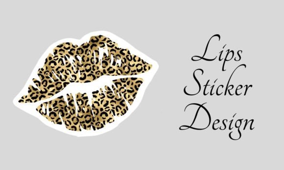 Gold Leopard Animal Print Lips Sticker: Bold, Fierce, and Ready to Use