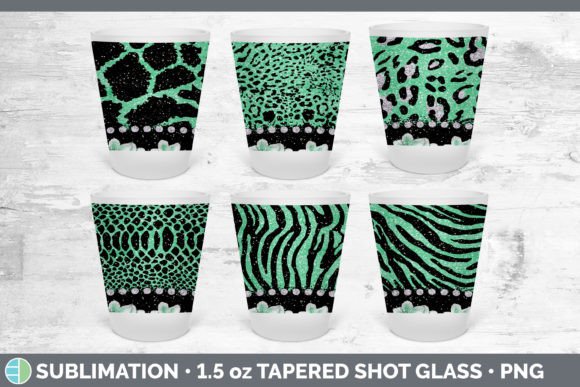 Green Animal Print Shot Glass Sublimatio: Wild Elegance for Modern Designs