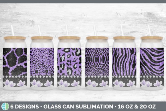 Purple Animal Print Glass Can | Sublimat: A Bold Design Statement