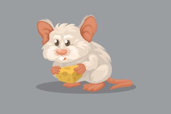 The Irresistible Charm of a White Mouse Eating Cheese Animal Mascot
