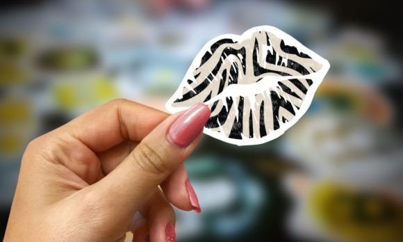 Zebra Animal Print Lips Sticker Design for Bold Branding